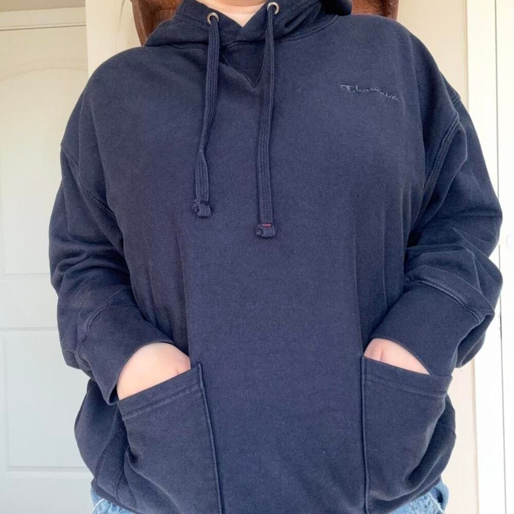Heavyweight oversized champion vintage sweatshirt navy double pocket size M